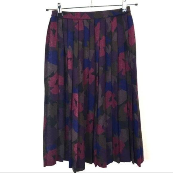 80s Secretary Librarian Skirt Andy Sz 10 Made in USA USA Purple/Red/Olive/Blue - Picture 3 of 12